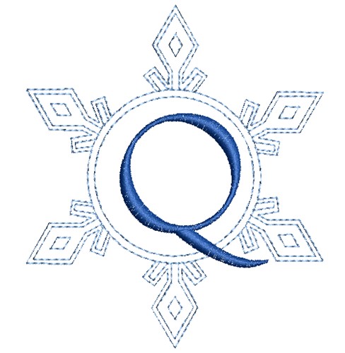 Snowflake Monogram Q Machine Embroidery Design