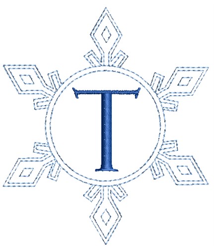 Snowflake Monogram T Machine Embroidery Design