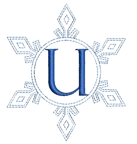 Snowflake Monogram U Machine Embroidery Design