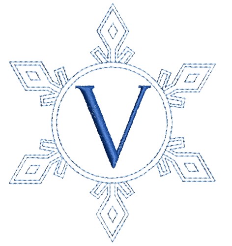 Snowflake Monogram V Machine Embroidery Design