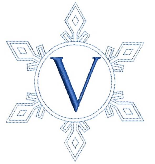 Picture of Snowflake Monogram V Machine Embroidery Design