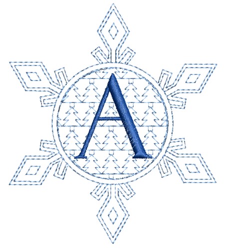 Christmas Snowflake Letter A Machine Embroidery Design