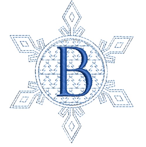 Christmas Snowflake Letter B Machine Embroidery Design