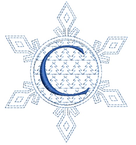 Christmas Snowflake Letter C Machine Embroidery Design