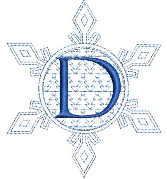 Picture of Christmas Snowflake Letter D Machine Embroidery Design