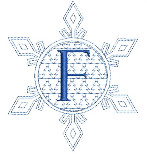 Christmas Snowflake Letter F Machine Embroidery Design