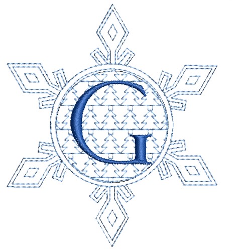 Christmas Snowflake Letter G Machine Embroidery Design