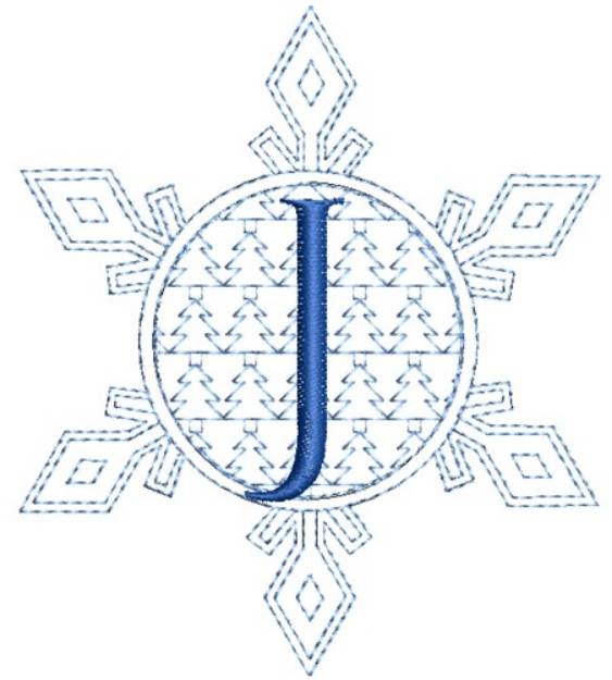 Picture of Christmas Snowflake Letter J Machine Embroidery Design