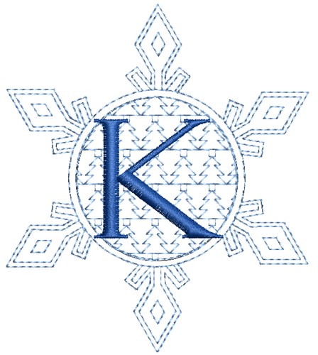 Christmas Snowflake Letter K Machine Embroidery Design