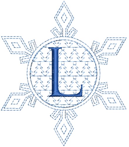 Christmas Snowflake Letter L Machine Embroidery Design