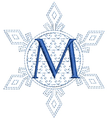 Christmas Snowflake Letter M Machine Embroidery Design