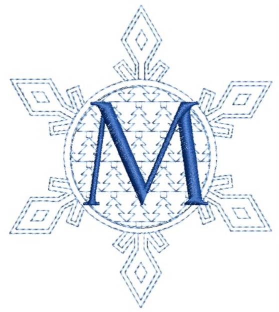 Picture of Christmas Snowflake Letter M Machine Embroidery Design
