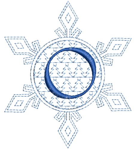 Christmas Snowflake Letter O Machine Embroidery Design