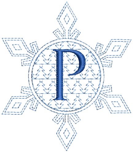 Christmas Snowflake Letter P Machine Embroidery Design
