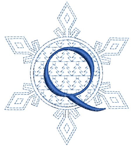 Christmas Snowflake Letter Q Machine Embroidery Design