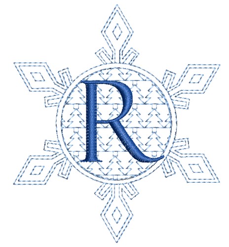 Christmas Snowflake Letter R Machine Embroidery Design