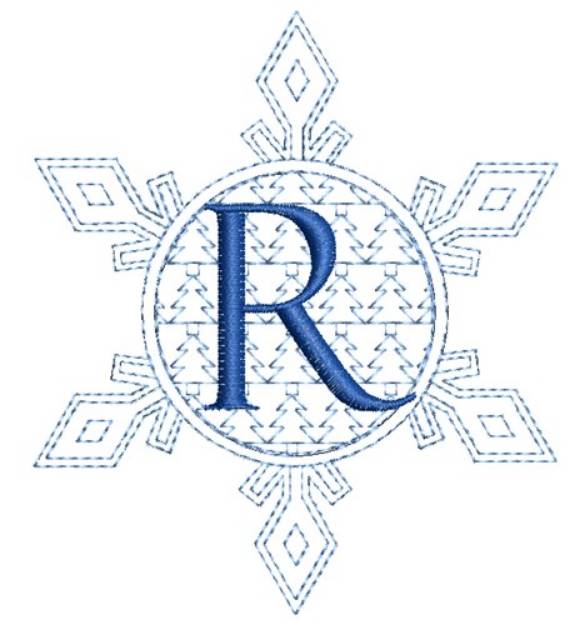 Picture of Christmas Snowflake Letter R Machine Embroidery Design