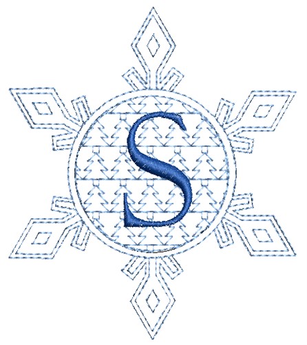 Christmas Snowflake Letter S Machine Embroidery Design