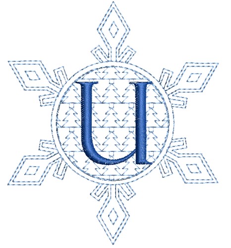 Christmas Snowflake Letter U Machine Embroidery Design
