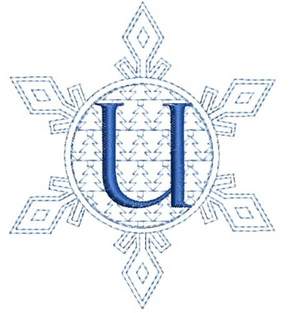 Picture of Christmas Snowflake Letter U Machine Embroidery Design