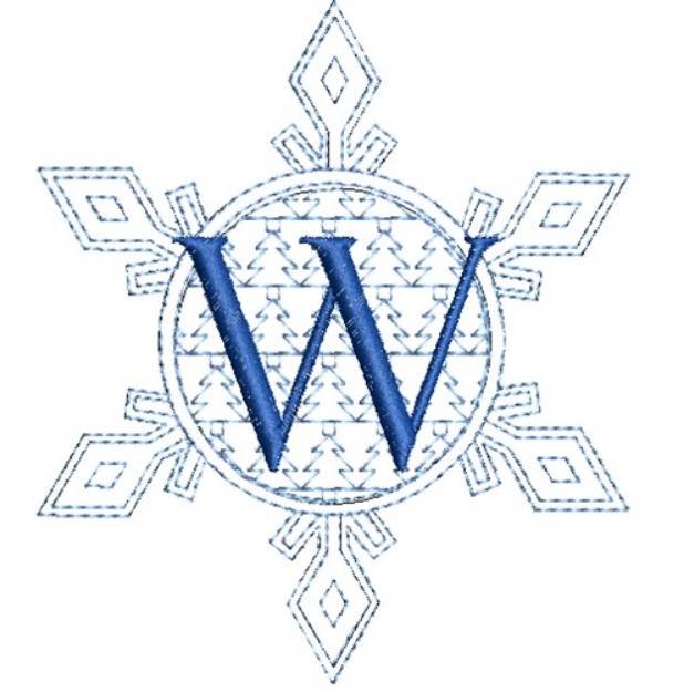 Picture of Christmas Snowflake Letter W Machine Embroidery Design