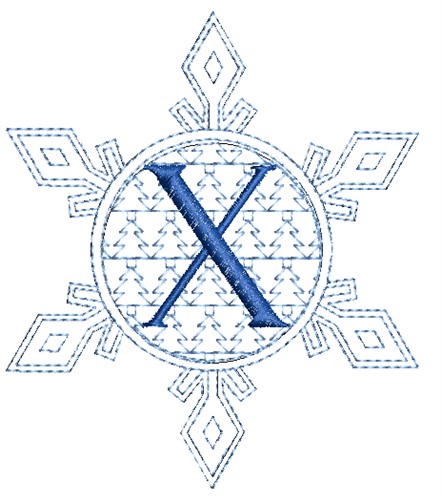 Christmas Snowflake Letter X Machine Embroidery Design