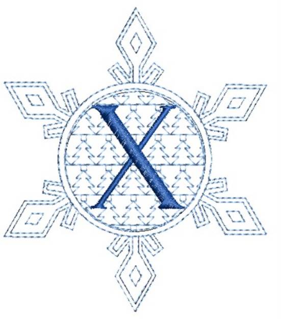 Picture of Christmas Snowflake Letter X Machine Embroidery Design