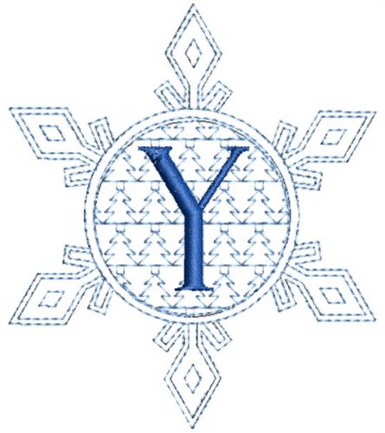 Picture of Christmas Snowflake Letter Y Machine Embroidery Design