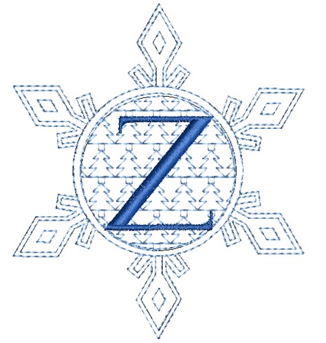 Christmas Snowflake Letter Z Machine Embroidery Design