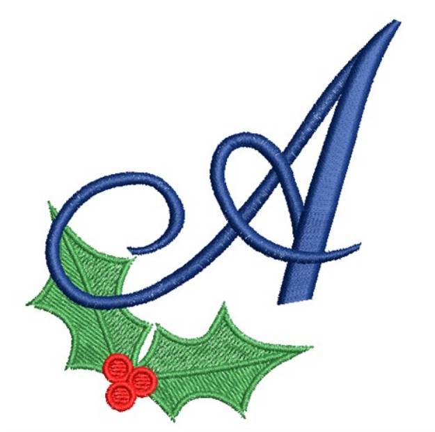 Picture of Christmas Holly Monogram A Machine Embroidery Design