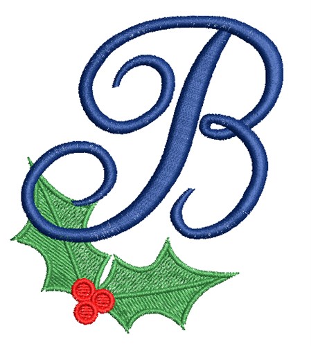 Christmas Holly Monogram B Machine Embroidery Design