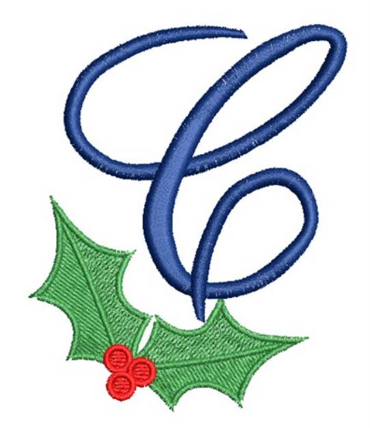 Picture of Christmas Holly Monogram C Machine Embroidery Design