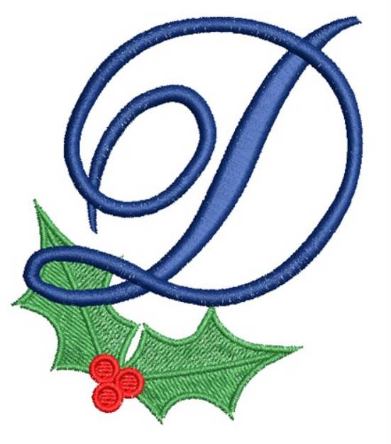 Picture of Christmas Holly Monogram D Machine Embroidery Design