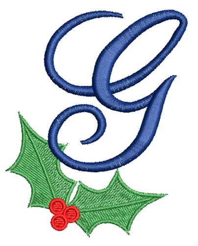 Christmas Holly Monogram G Machine Embroidery Design