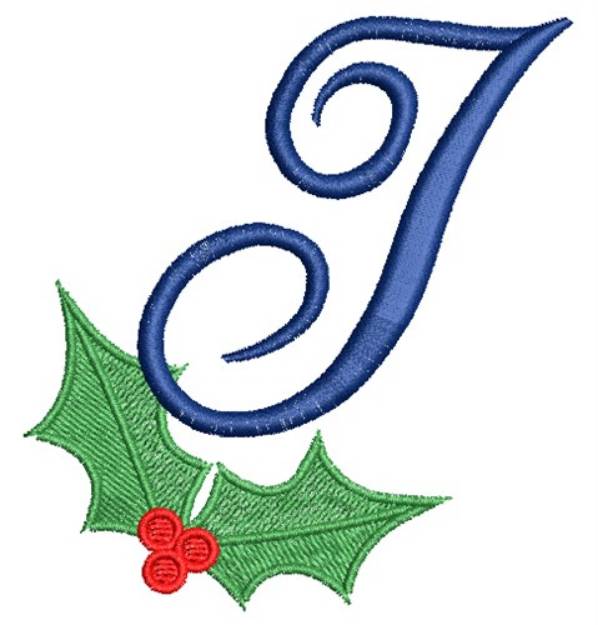 Picture of Christmas Holly Monogram I Machine Embroidery Design