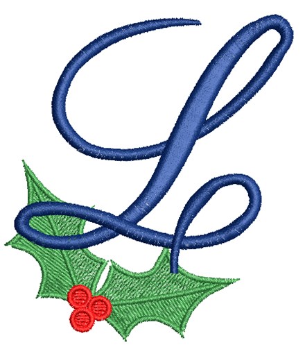 Christmas Holly Monogram L Machine Embroidery Design