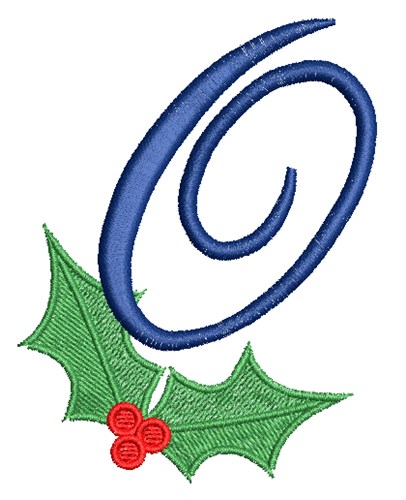 Christmas Holly Monogram O Machine Embroidery Design