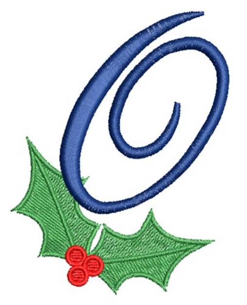 Picture of Christmas Holly Monogram O Machine Embroidery Design