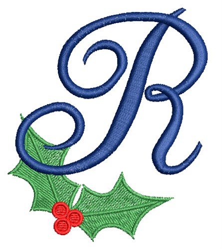 Christmas Holly Monogram R Machine Embroidery Design