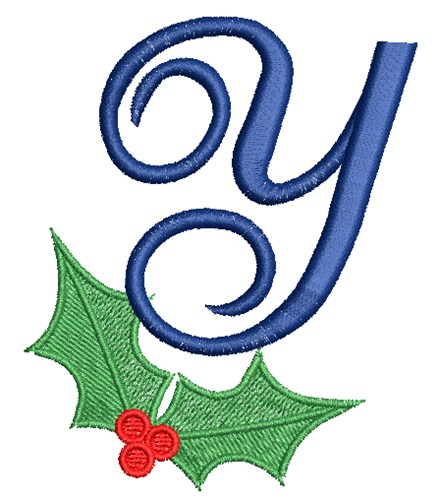 Christmas Holly Monogram Y Machine Embroidery Design