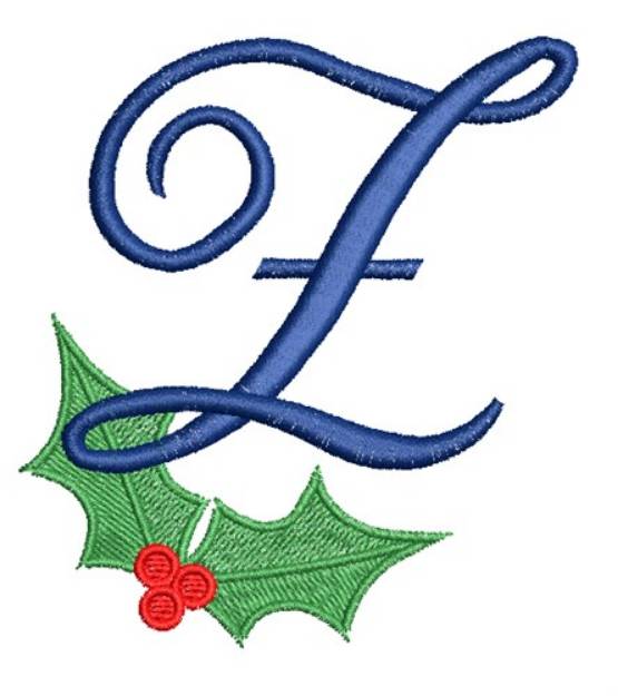 Picture of Christmas Holly Monogram Z Machine Embroidery Design