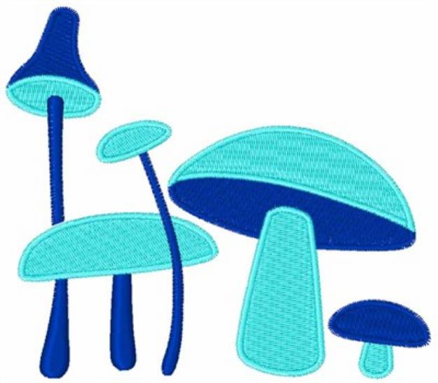 Picture of Blue Mushrooms Machine Embroidery Design