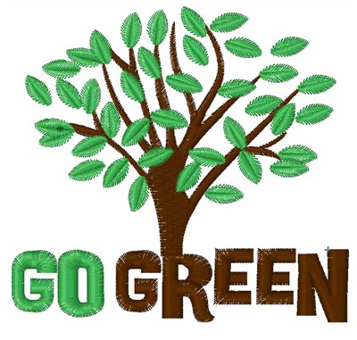 Go Green Tree Machine Embroidery Design
