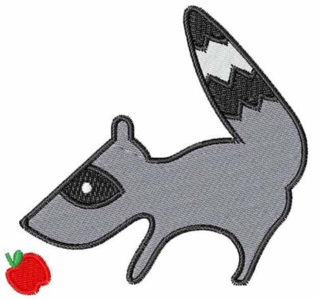 Picture of Raccoon With Apple Machine Embroidery Design