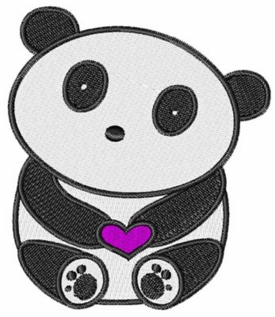 Picture of Panda Heart Machine Embroidery Design