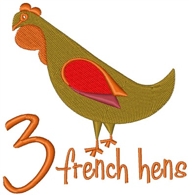 Christmas French Hens Machine Embroidery Design