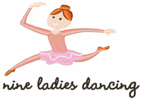 9 Ladies Dancing Machine Embroidery Design