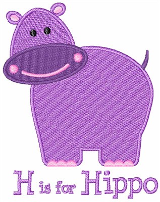 H Is For Hippo Machine Embroidery Design