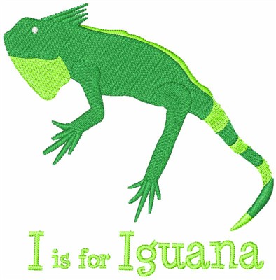 I Is For Iguana Machine Embroidery Design
