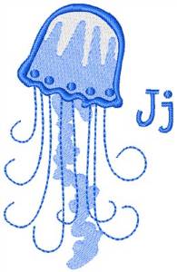 Picture of Jellyfish With J Machine Embroidery Design